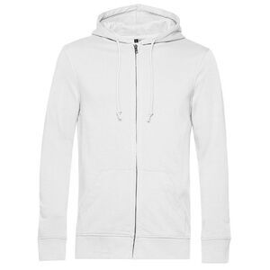B&C Mens Zipped Hoodie / White